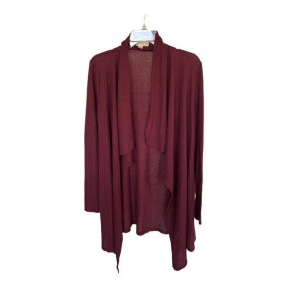 Knox Rose Long Line Cardigan Waffle Knit Open Front with Drapey Collar Size 1 - Picture 1 of 6